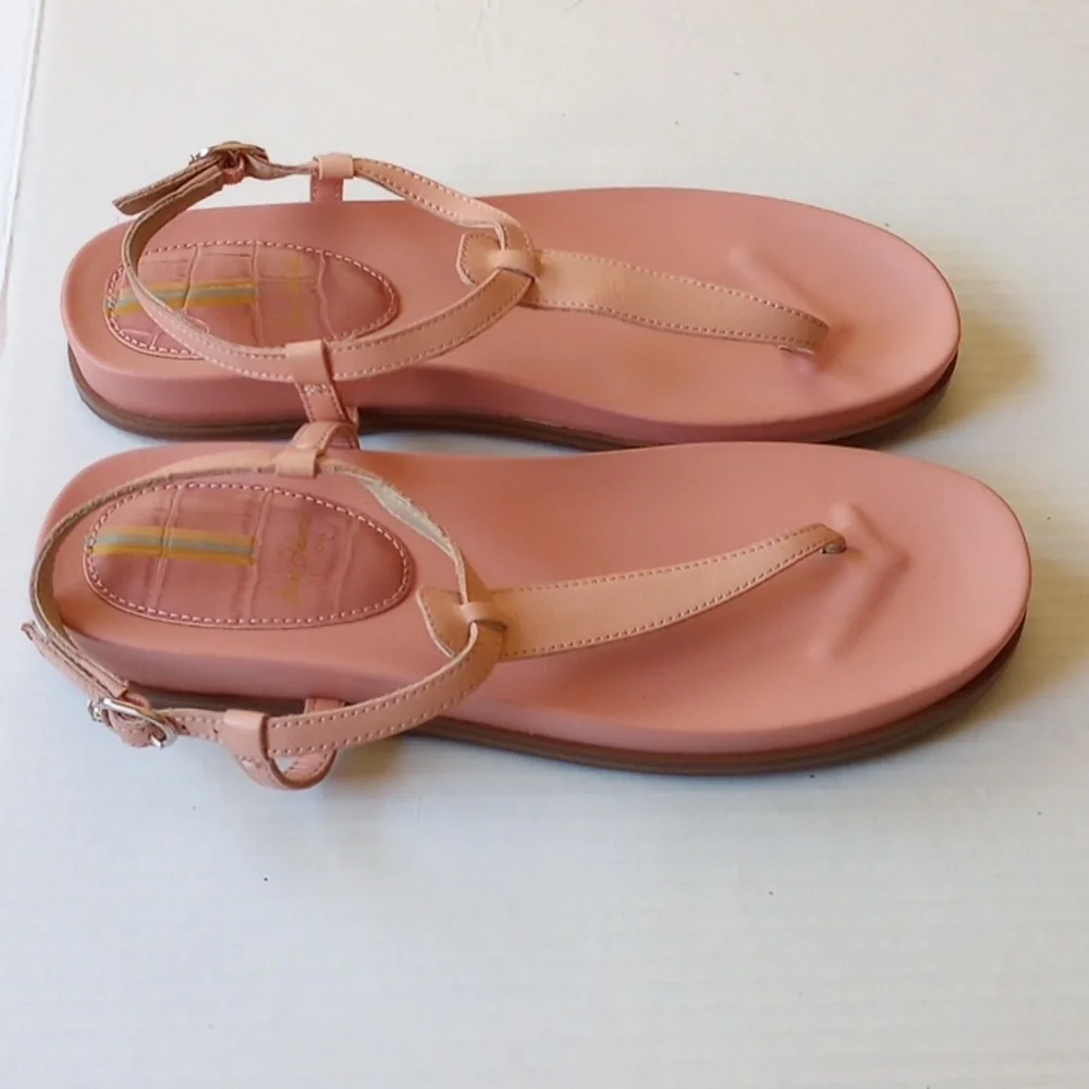 NWOB Sam Edelman Naomi Leather Ankle Strap Thong Sandals 7.5 Salmon Pink - Picture 2 of 10